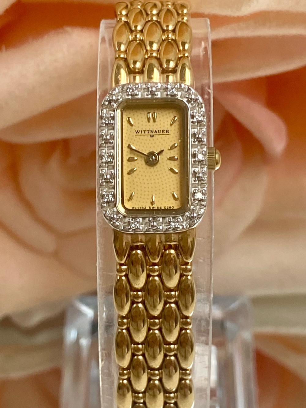 Vintage Wittnauer Swiss Diamond Accented Bezel Dainty Cocktail Dress Watch